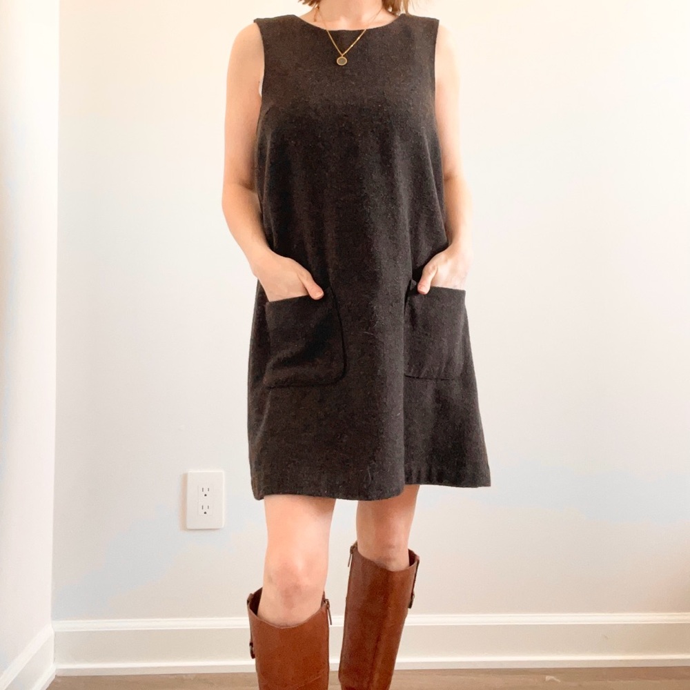 Vintage Gap Wool Chocolate Brown Patch Pocket Dre… - image 2